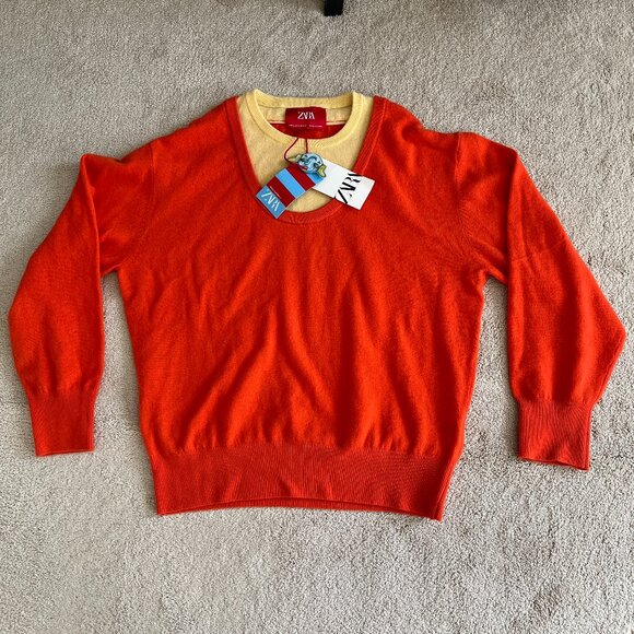 NWT New Zara x Harry Lambert COLOR BLOCK WOOL SWEATER Large L Special collection